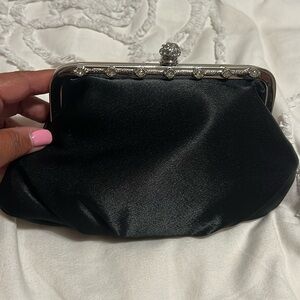Satin black clutch